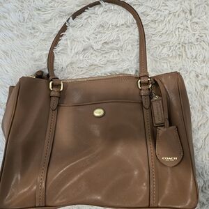 Coach Brown Leather Shoulder Bag with Gold Hardware